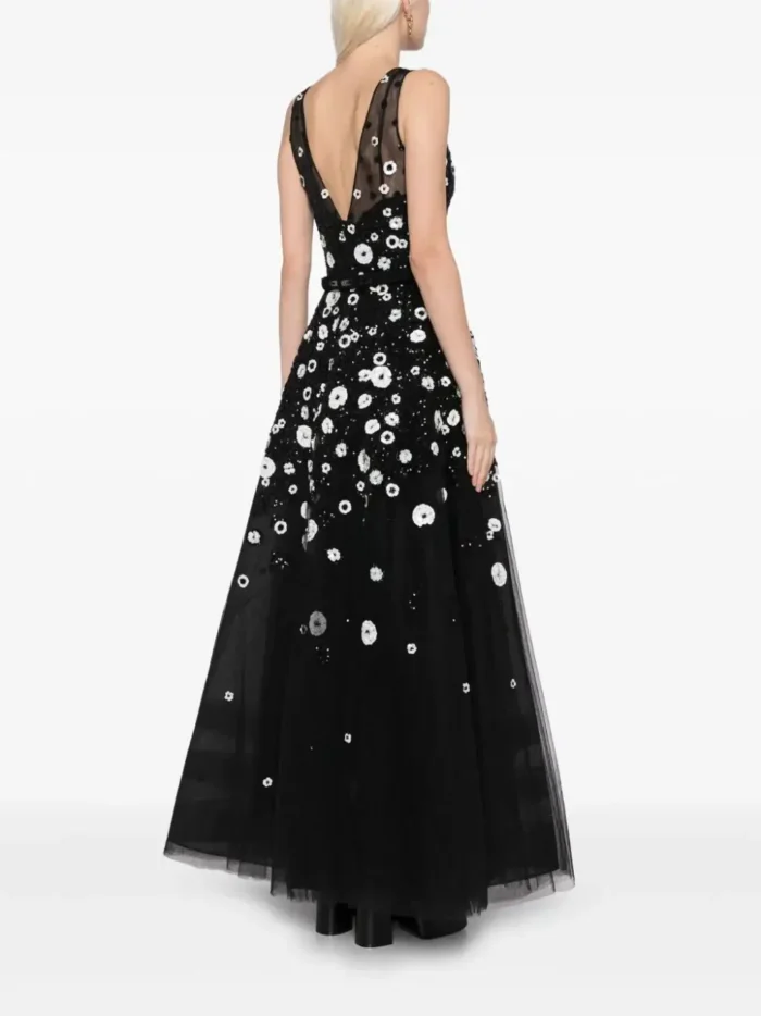 Saiid Kobeisy Ready to Wear Tulle, ankle length dress with dotted beading Blue (Copy) (3)