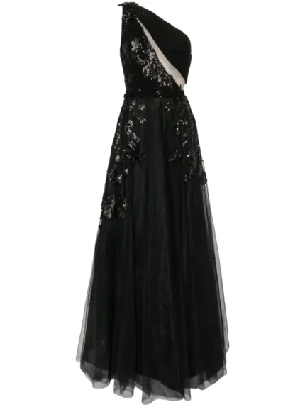 Saiid Kobeisy Ready to Wear Tulle beaded dress with floral beading Black (5)